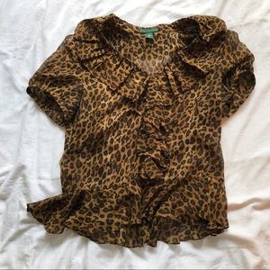 Ralph Lauren Silk Leopard Print Top
